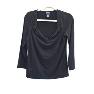 Vintage 90s Top Rafaella Womens Medium Black Stretch Modal Sweetheart Neck Goth